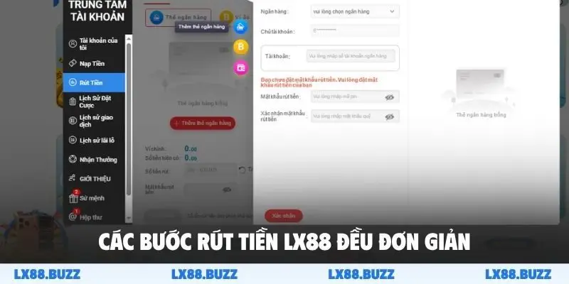 Các bước rút tiền LX88 đều đơn giản