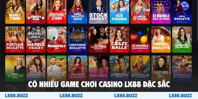 Có nhiều game chơi casino LX88 đặc sắc